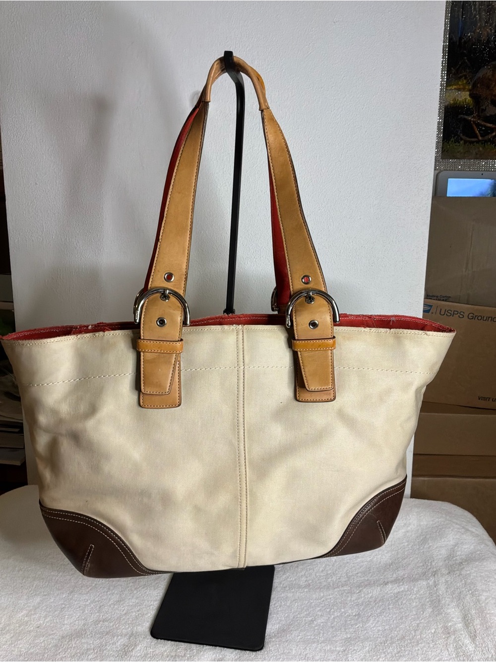Vintage Y2K Coach Orange Leather Creed Patch Interior - Picture 2 of 7